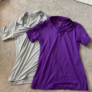 adidas Women's Gray and Purple Polo Tops